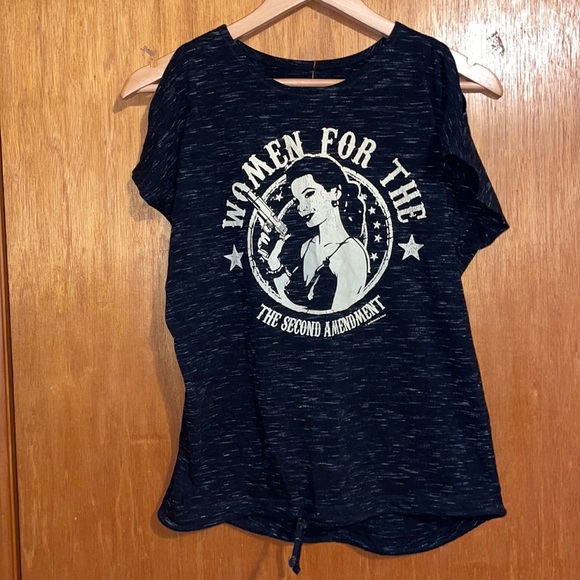 •JUST BE•HEATHERED BLACK "WOMEN FOR THE SECOND AMENDMENT" TEE SIZE SMALL EUC - Picture 2 of 7